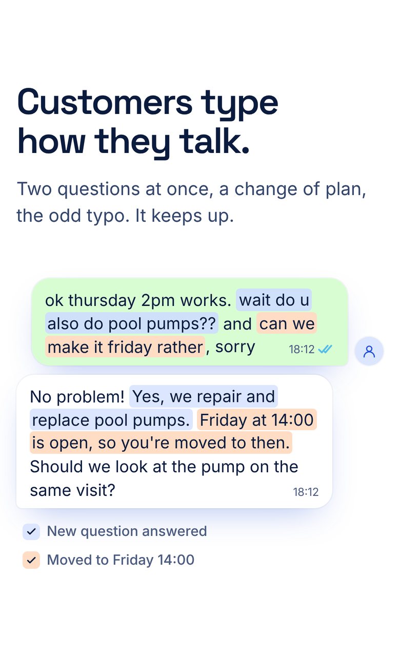 Customers type how they talk section on a phone.